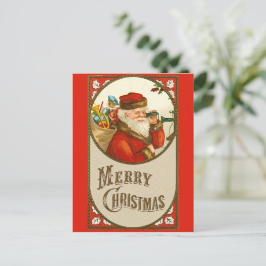 Frohe Weihnachten Niedlichen Vintagen Weihnachtsma Postkarte (Stehend Vorderseite)