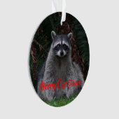 Frohe Weihnachten Niedlichen Wald Raccoon Ornament (Vorderseite)