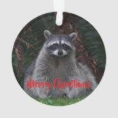 Frohe Weihnachten Niedlichen Wald Raccoon Ornament (Rückseite)