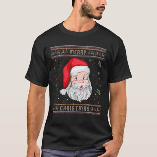 Frohe Weihnachten Niedlichen Weihnachtsmann Funny  T-Shirt (Vorderseite)