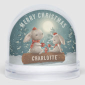 Frohe Weihnachten Niedlichen Winterhasen Personali Schneekugeln (Vorderseite)
