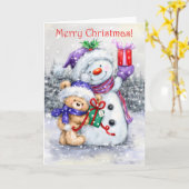 Frohe Weihnachten, Niedlicher Bär Cuddling mit Sno Karte (Gelbe Blume)