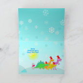 Frohe Weihnachten Niedlicher Cartoon Dinosaur Snow (Innenseite)