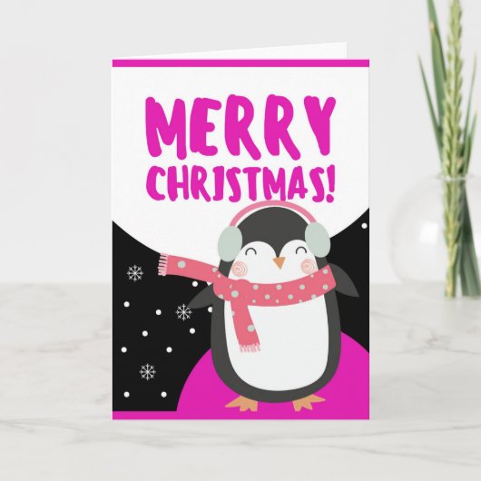Frohe Weihnachten Niedlicher Cartoon Penguin (Vorderseite)