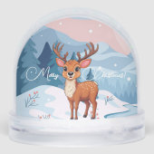 Frohe Weihnachten Niedlicher Cartoon Reindeer im W Schneekugeln (Rückseite)