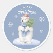 Frohe Weihnachten Niedlicher Eisbär Runder Aufkleber (Vorderseite)