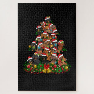 Frohe Weihnachten Niedlicher Hund Weihnachtsbaum Puzzle