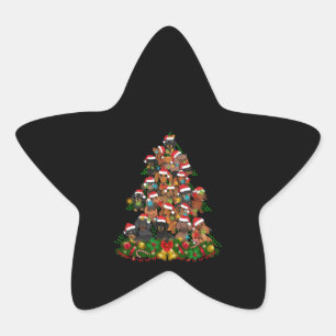 Frohe Weihnachten   Niedlicher Hund Weihnachtsbaum Stern-Aufkleber