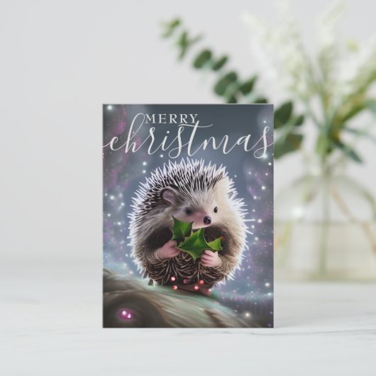 Frohe Weihnachten Niedlicher Igel (Stehend Vorderseite)