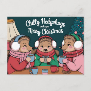 Frohe Weihnachten Niedlicher Igel Postkarte