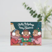 Frohe Weihnachten Niedlicher Igel Postkarte (Stehend Vorderseite)