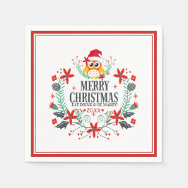 Frohe Weihnachten Niedlicher Owl Kraath Serviette