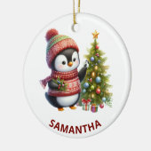 Frohe Weihnachten Niedlicher Pinguin mit Weihnacht Keramik Ornament (Links)