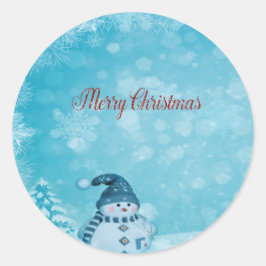 Frohe Weihnachten, Niedlicher Schneemannbaum Runder Aufkleber