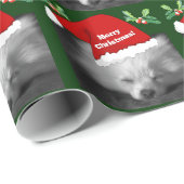 Frohe Weihnachten Niedlicher Spitz und Weihnachtsm Geschenkpapier (Rolleneckpunkt)