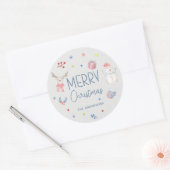 Frohe Weihnachten Niedlicher Wasserfarbenurlaub Runder Aufkleber (Umschlag)