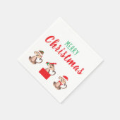 Frohe Weihnachten Niedlicher Weihnachtsaffe Serviette (Ecke)