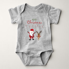 Frohe Weihnachten Niedlicher Weihnachtsmann Reinde Baby Strampler
