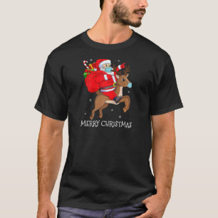 Frohe Weihnachten Niedlicher Weihnachtsmann-Rentie T-Shirt