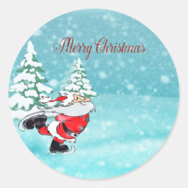 Frohe Weihnachten, Niedlicher Weihnachtsmann Runder Aufkleber