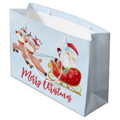 Frohe Weihnachten, Niedlicher Weihnachtsmann, Schl Große Geschenktüte (Rückseite Schrägansicht)