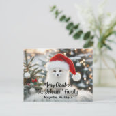 Frohe Weihnachten Niedlicher White Fox Personalisi Postkarte (Stehend Vorderseite)