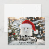 Frohe Weihnachten Niedlicher White Fox Personalisi Postkarte (Vorne/Hinten)