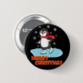 Frohe Weihnachten Niedlicher Winterpinguin Button (Vorne & Hinten)