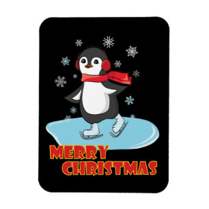 Frohe Weihnachten Niedlicher Winterpinguin Magnet