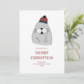 Frohe Weihnachten. Niedlicher Winterwalrus. Fantas Feiertagskarte (Stehend Vorderseite)