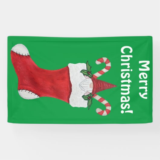 Frohe Weihnachten Niedliches Bartome im Strumpf Banner (Horizontal)