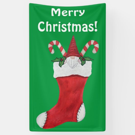 Frohe Weihnachten Niedliches Bartome im Strumpf Banner (Vertikal)