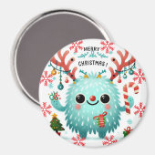 Frohe Weihnachten Niedliches blaues Monster Magnet (Vorderseite/Rückseite)
