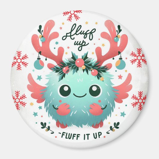 Frohe Weihnachten Niedliches blaues Monster Magnet (Vorne)