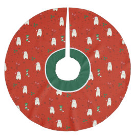 Frohe Weihnachten niedliches Eisbärenmuster Polyester Weihnachtsbaumdecke