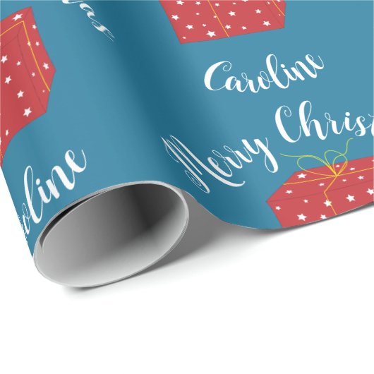 Frohe Weihnachten Niedliches Geschenk mit Individu Geschenkpapier (Rolleneckpunkt)