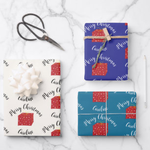Frohe Weihnachten Niedliches Geschenk mit Individu Geschenkpapier Set