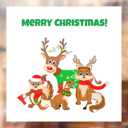 Frohe Weihnachten! Niedliches Hirsch, Füchse und C Fensteraufkleber (Blatt 2)