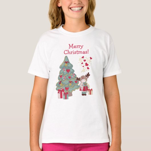 Frohe Weihnachten - Niedliches kleines Mädchen, Ba T-Shirt (Vorderseite)