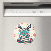 Frohe Weihnachten Niedliches Monstergeschenk verpa Magnet (In Situ (Geschirrspüler))
