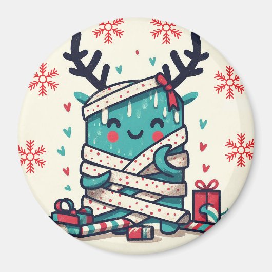 Frohe Weihnachten Niedliches Monstergeschenk verpa Magnet (Vorne)