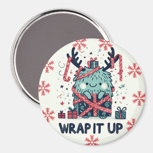 Frohe Weihnachten Niedliches Monstergeschenk verpa Magnet (Vorderseite/Rückseite)