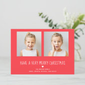 Frohe Weihnachten | Niedliches Rot-Weiß-Foto (Stehend Vorderseite)