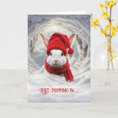 Frohe Weihnachten Niedliches Weißes Kaninchen in e Karte (Gelbe Blume)