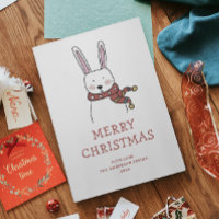 Frohe Weihnachten. Niedliches Winterhasen-Tier