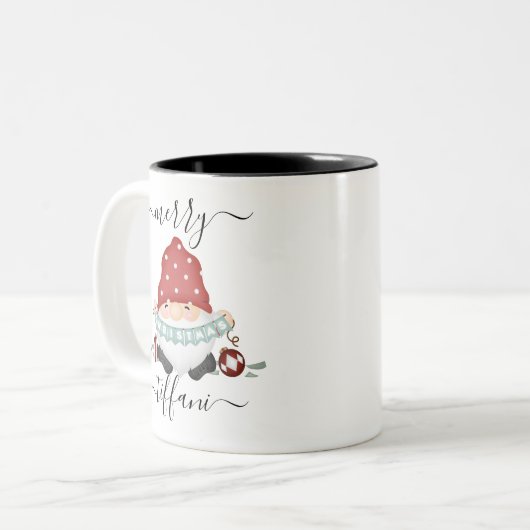 Frohe Weihnachten Nordic Gnome anpassbar Zweifarbige Tasse (Vorderseite Links)