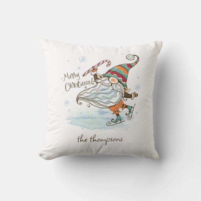 Frohe Weihnachten Nordic Gnome Kissen (Vorderseite)