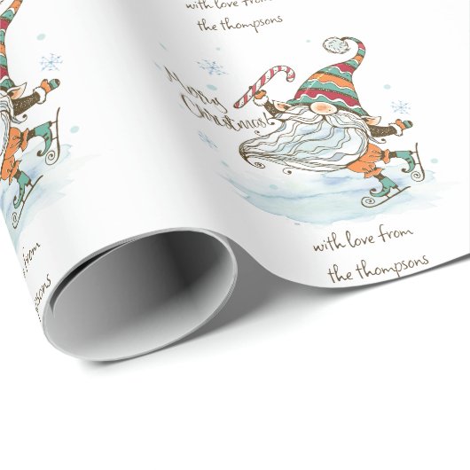 Frohe Weihnachten Nordic Gnome Personalisiert Geschenkpapier (Rolleneckpunkt)
