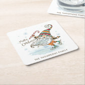 Frohe Weihnachten Nordic Gnome Personalisiert Rechteckiger Pappuntersetzer (angewinkelt)