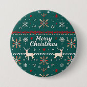 Frohe Weihnachten Nordic Muster Button (Vorderseite)